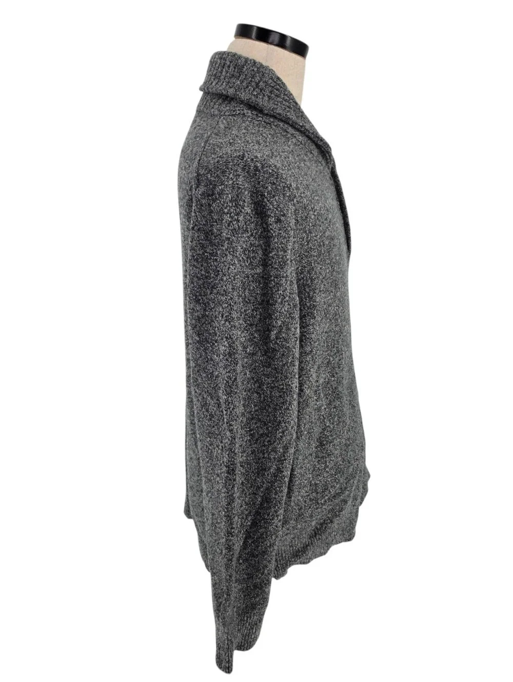 J.Crew Shawl Collar Sweater XL Gray 100% Lambswool Marled Wool Men's